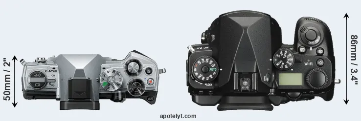Compare E-M5 III versus K-1 II top