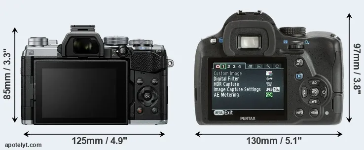 Comparison E-M5 III or K-500 rear