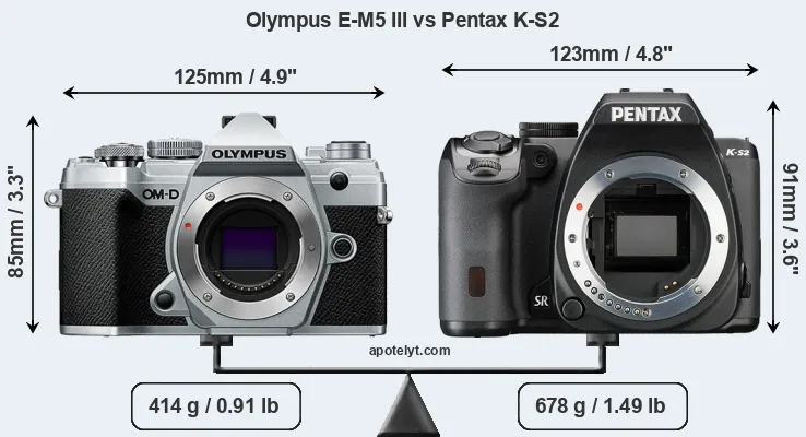 Size Olympus E-M5 III vs Pentax K-S2