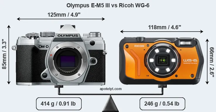 Size Olympus E-M5 III vs Ricoh WG-6