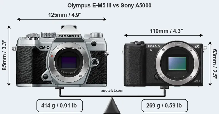 Size Olympus E-M5 III vs Sony A5000
