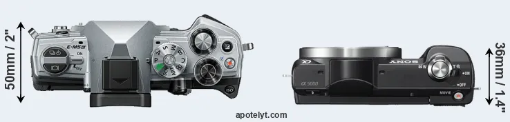 Compare E-M5 III versus A5000 top