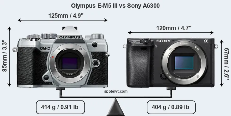 Size Olympus E-M5 III vs Sony A6300