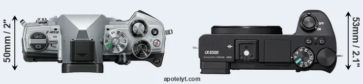 Compare E-M5 III versus A6500 top