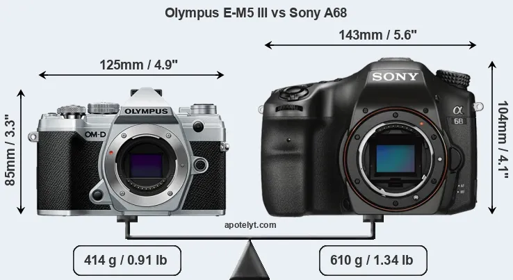 Size Olympus E-M5 III vs Sony A68
