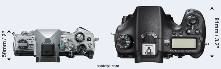 Compare E-M5 III versus A77 II top