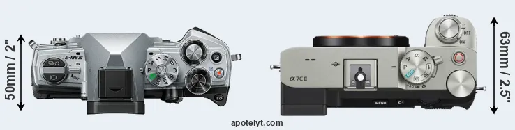 Compare E-M5 III versus A7C II top