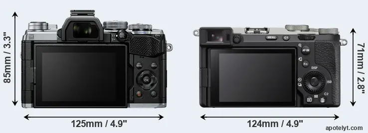 Comparison E-M5 III or A7C R rear