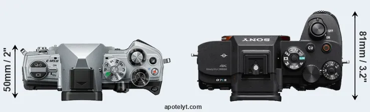 Compare E-M5 III versus A7S III top