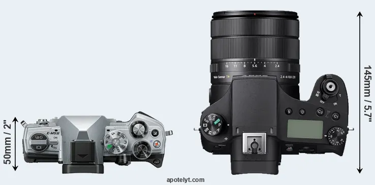 Compare E-M5 III versus RX10 IV top