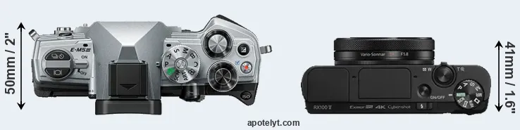 Compare E-M5 III versus RX100 V top