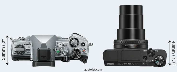 Compare E-M5 III versus RX100 VII top