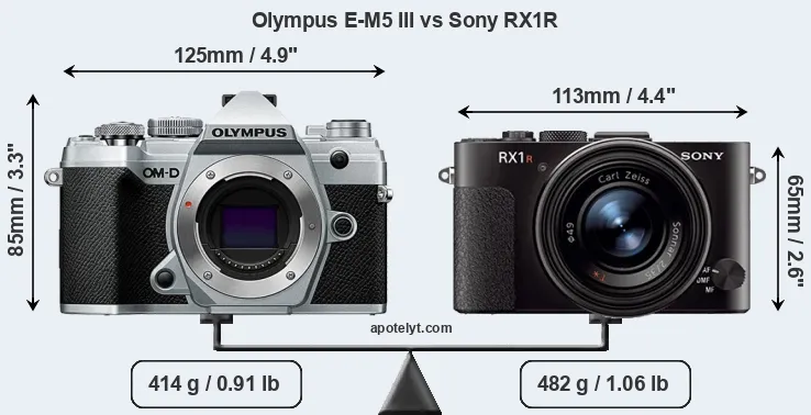 Size Olympus E-M5 III vs Sony RX1R