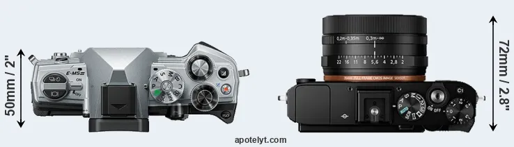 Compare E-M5 III versus RX1R II top