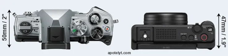 Compare E-M5 III versus ZV-1 II top
