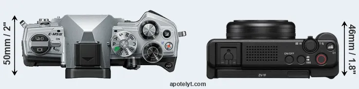 Compare E-M5 III versus ZV-1F top