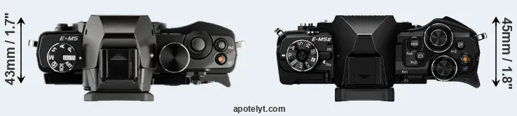 Compare E-M5 versus E-M5 II top