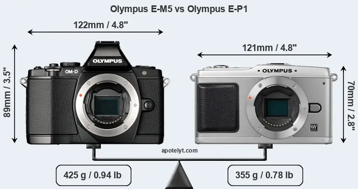 Size Olympus E-M5 vs Olympus E-P1