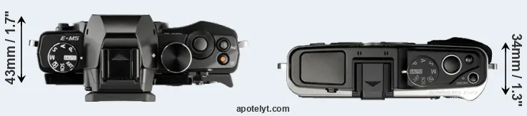Compare E-M5 versus E-P3 top