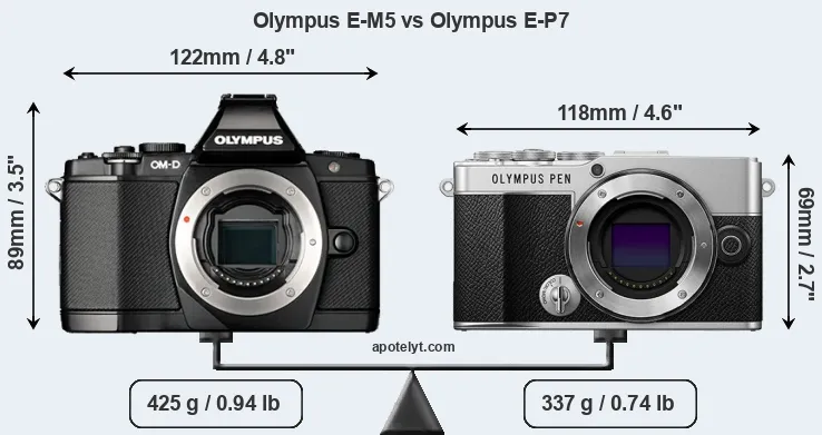 Size Olympus E-M5 vs Olympus E-P7