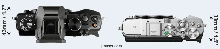 Compare E-M5 versus E-P7 top