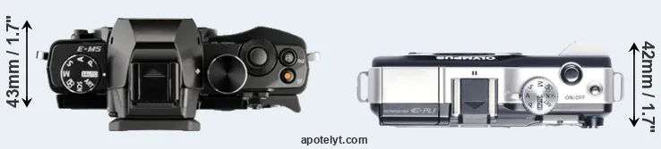 Compare E-M5 versus E-PL1 top