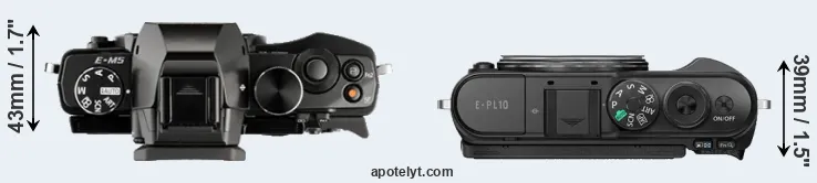 Compare E-M5 versus E-PL10 top