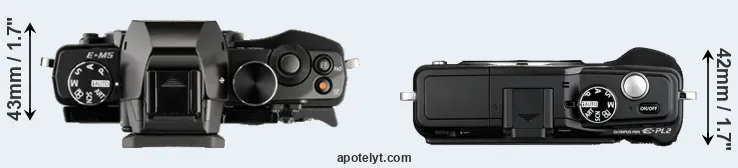 Compare E-M5 versus E-PL2 top