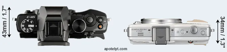 Compare E-M5 versus E-PM2 top