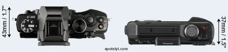 Compare E-M5 versus FT7 top