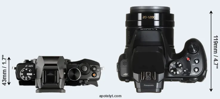 Compare E-M5 versus FZ82 top