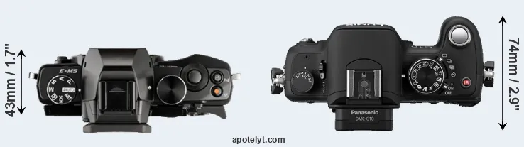 Compare E-M5 versus G10 top