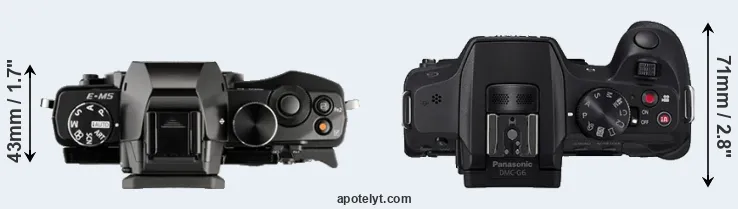 Compare E-M5 versus G6 top