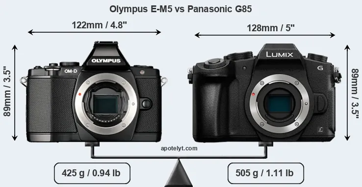 Size Olympus E-M5 vs Panasonic G85