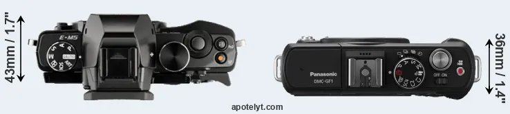 Compare E-M5 versus GF1 top