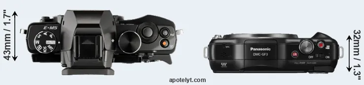 Compare E-M5 versus GF3 top