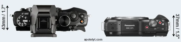 Compare E-M5 versus GF5 top