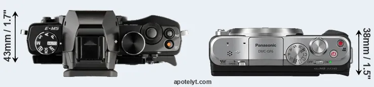 Compare E-M5 versus GF6 top