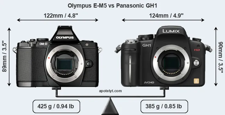 Size Olympus E-M5 vs Panasonic GH1