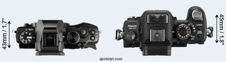 Compare E-M5 versus GH1 top