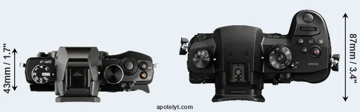 Compare E-M5 versus GH5 top