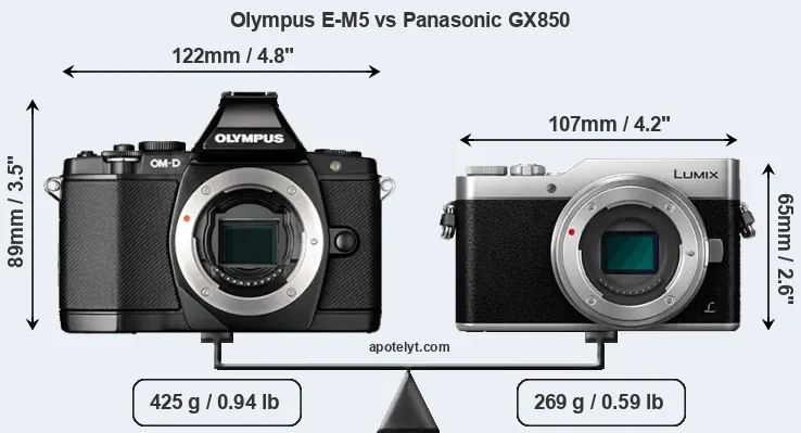 Size Olympus E-M5 vs Panasonic GX850
