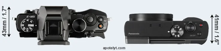 Compare E-M5 versus TZ90 top