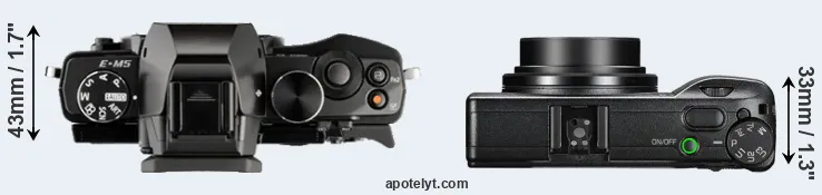 Compare E-M5 versus GR III top