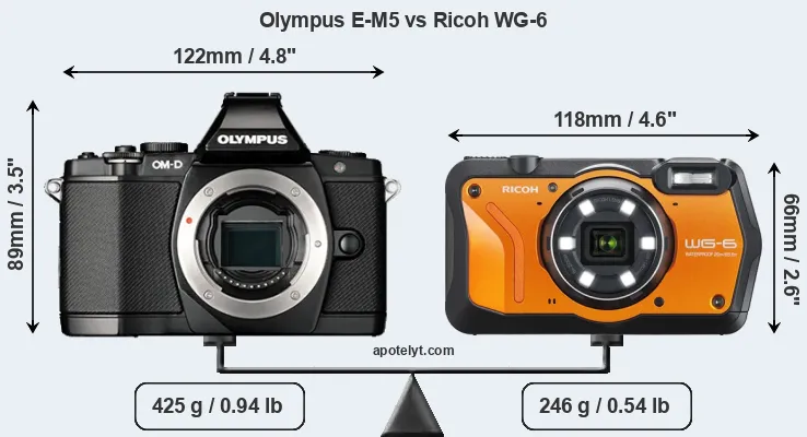 Size Olympus E-M5 vs Ricoh WG-6