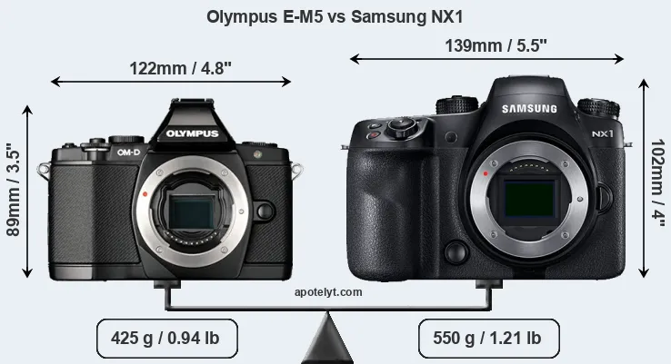 Size Olympus E-M5 vs Samsung NX1