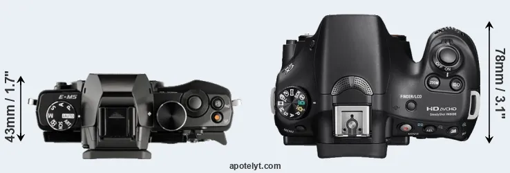 Compare E-M5 versus A58 top