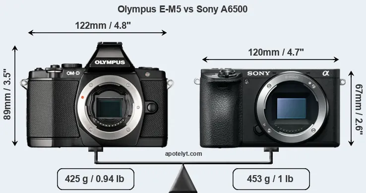 Size Olympus E-M5 vs Sony A6500