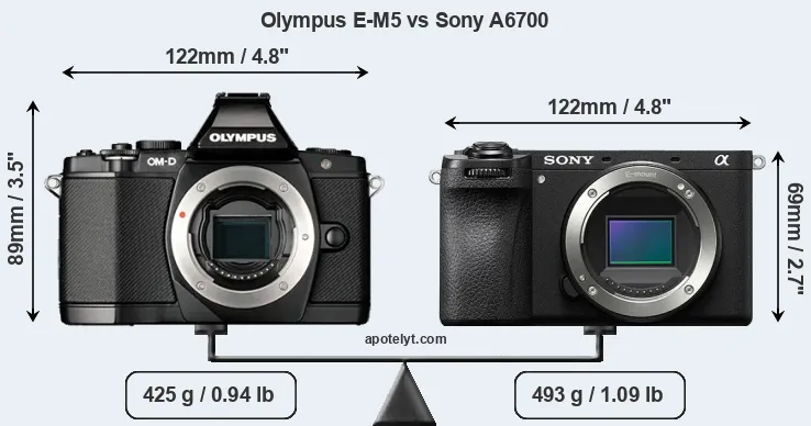Size Olympus E-M5 vs Sony A6700