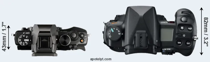Compare E-M5 versus A850 top